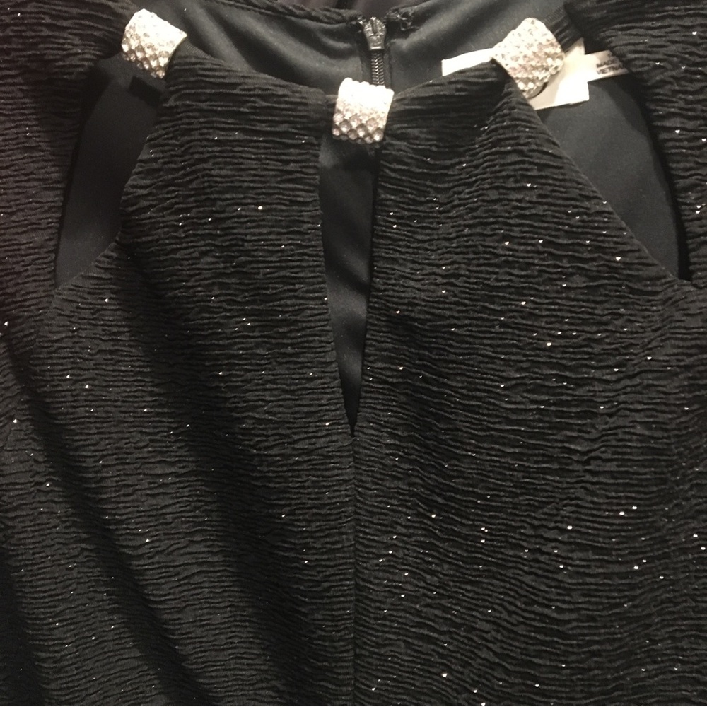 Eliza J  Black Sparkle Cocktail Dress /cut out neckline ~  very pretty !!